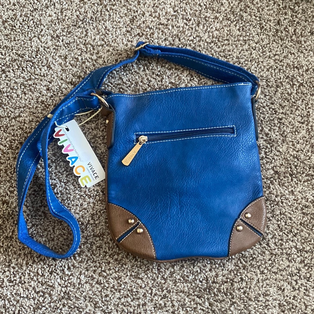 Blue leather shoulder bag